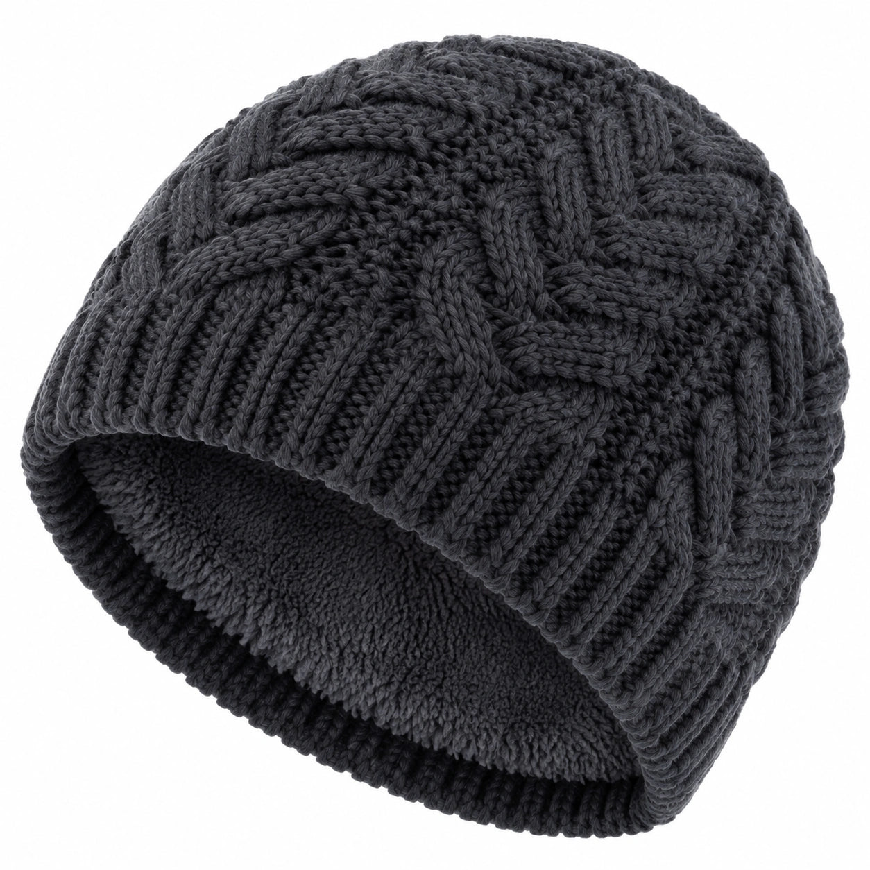 Berretto in maglia taglia unica grigio antracite con fodera morbida stile invernale