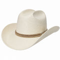 Cappello western taglia unica in fibra intrecciata beige con falda modellabile