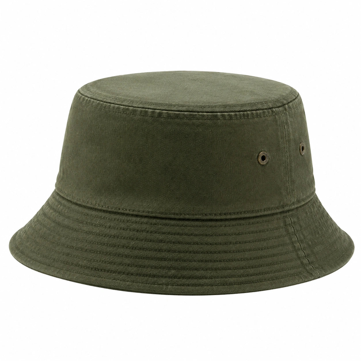 Cappello pescatore taglia unica in cotone verde oliva - stile casual con tesa ampia