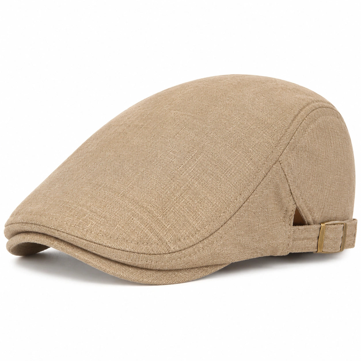 Coppola da uomo taglia unica in tessuto beige con fibbia regolabile stile classico