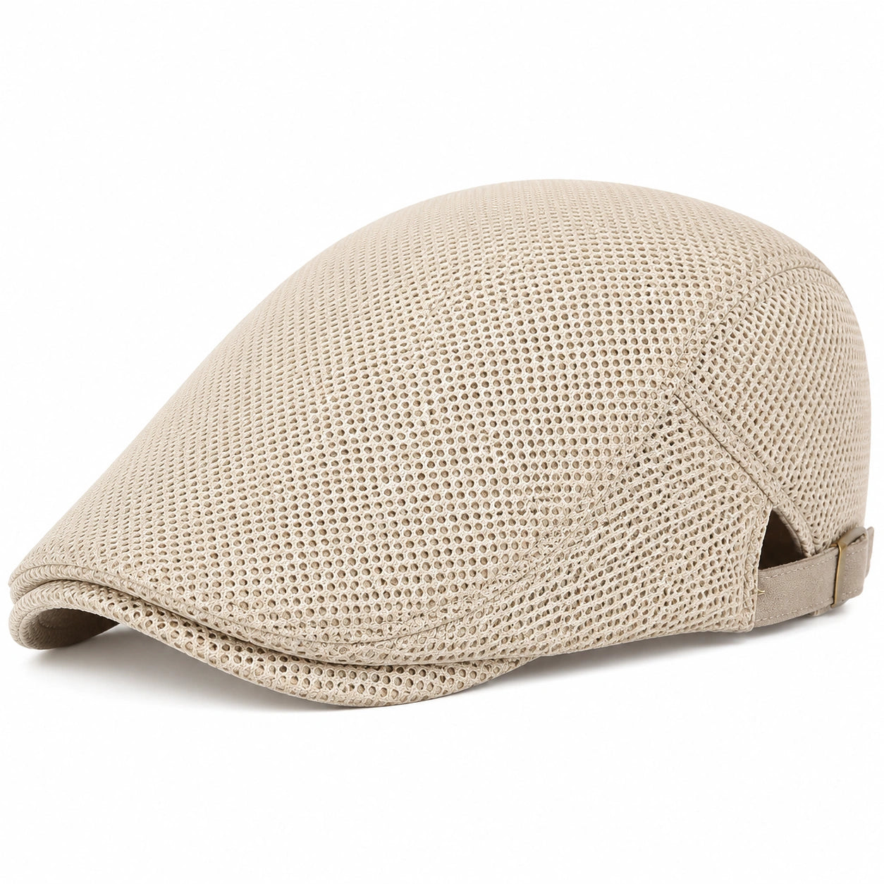 Cappello coppola taglia unica in tessuto a rete beige regolabile per uso quotidiano