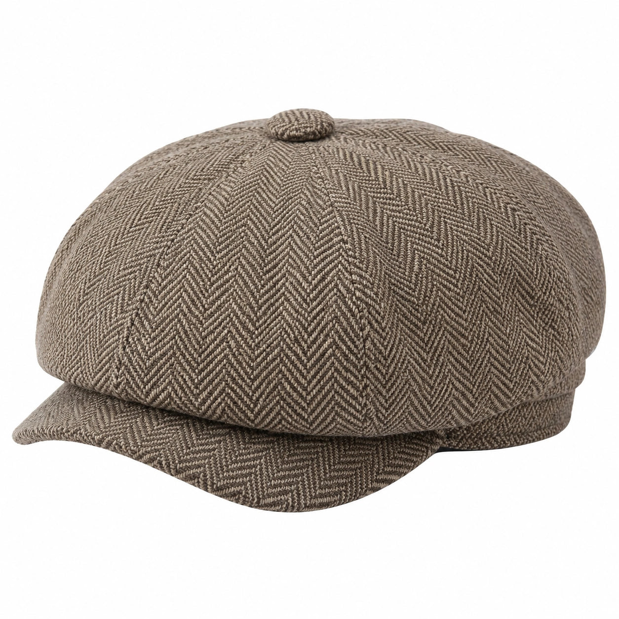 Cappello coppola taglia unica in tessuto marrone a spina di pesce stile classico