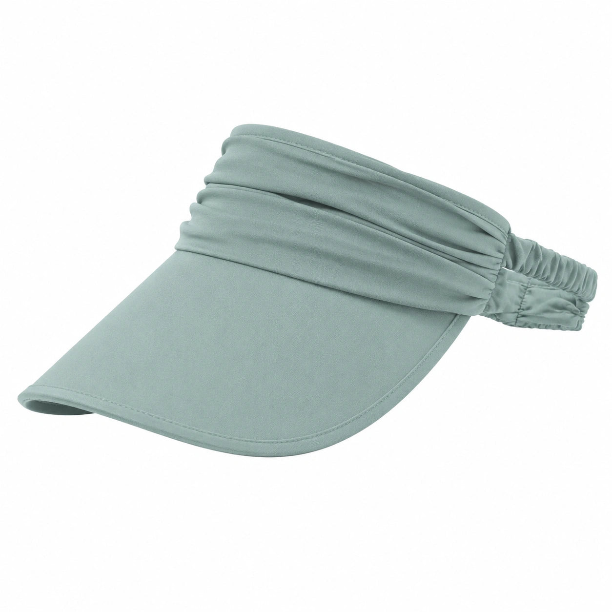 Visiera da sole taglia unica in tessuto verde salvia con fascia elastica plissettata